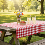 Cotton Gingham Checkered Tablecloth - Red
