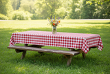 Cotton Gingham Checkered Tablecloth - Red
