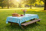 Cotton Gingham Checkered Tablecloth - Turquoise