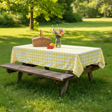 Cotton Gingham Checkered Tablecloth - Yellow