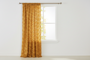 Satin Rosette 3D Pop up Flower Single Curtain Panel 54 Inch Wide - Gold