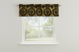 Flocked Damask Window Valance 58" Wide - Gold