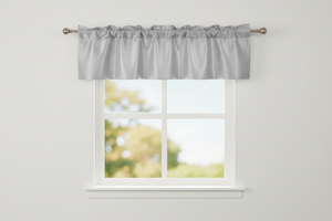 Faux Silk Dupioni Window Valance 56 Inch Wide - Grey Silver