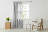 Faux Silk Solid Dupioni Window Curtain 56 Inch Wide - Grey Silver