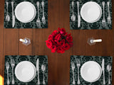 Poplin Damask Floral Dinner Table Placemats Holiday Home Decoration 13" x 19" (Pack of 4)