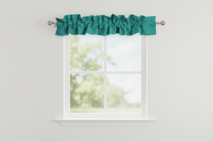 Solid Poplin Curtain Valance Sleeve Topper - Green Teal