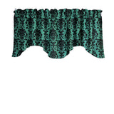 Poplin Damask Floral Scalloped Wave Window Valance 58" Wide / 20" Tall