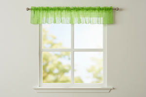 Silver Stars on Sheer Organza Tinted Window Valance 58" Wide - Green