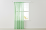 Silver Stars on Sheer Tinted Organza Solid Single Curtain Panel 58 Inch Wide - Green