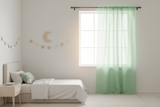 Silver Stars on Sheer Tinted Organza Solid Single Curtain Panel 58 Inch Wide - Green