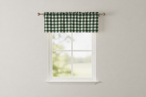 Cotton Window Valance Checkered Print 58" Wide Tavern Check - Green