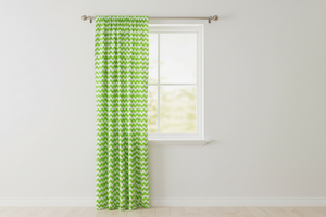 Cotton Curtain Zig-zag Chevron Print 58 Inch Wide - Green