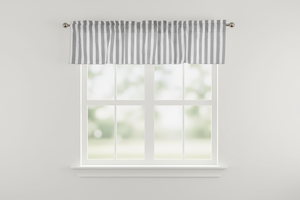 Cotton Window Valance Stripe Print 58 Inch Wide / 1 Inch Stripe - Grey