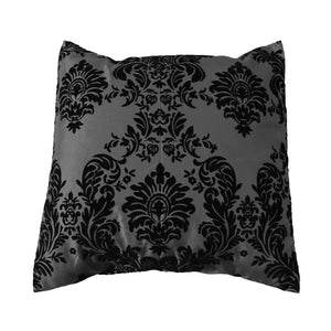 Flocked Damask Decorative Throw Pillow/Sham Cushion Cover Black on Silver