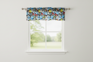 Cotton Window Valance Floral Print Tropical Hawaiian 58 Inch Wide - Black