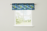 Cotton Window Valance Floral Print Tropical Hawaiian 58 Inch Wide - Royal Blue