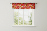 Cotton Window Valance Floral Print Tropical Hawaiian 58 Inch Wide - Red