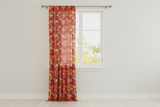 Cotton Curtain Floral Print Hawaiian Tropical 58 Inch Wide - Red