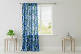 Cotton Curtain Floral Print Hawaiian Tropical 58 Inch Wide - Royal Blue