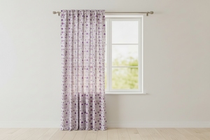 Cotton Curtain Hearts Print 58 Inch Wide Hearts and Dots - Purple