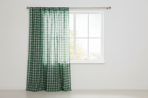 Cotton Gingham Checkered Curtain 58 Inch Wide - Hunter Green