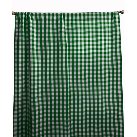 Poplin Gingham Checkered Window Curtain 56 Inch Wide Hunter Green