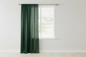 Shiny Satin Solid Single Curtain Panel Drapery 58 Inch Wide - Hunter Green