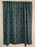Poplin Damask Print Polyester Window Curtain 58 Inch Wide Hunter Green