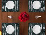 Poplin Damask Floral Dinner Table Placemats Holiday Home Decoration 13" x 19" (Pack of 4)