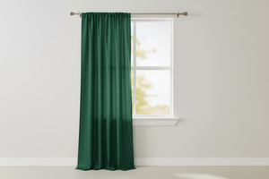 Faux Silk Solid Dupioni Window Curtain 56 Inch Wide - Hunter Green