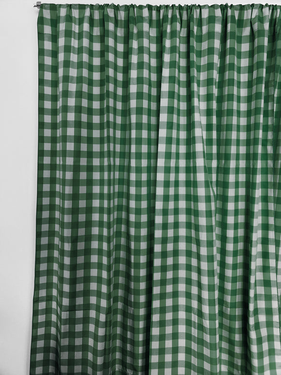 Cotton Gingham Checkered Curtain Hunter Green 58 Inch Wide