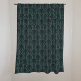 Poplin Damask Print Polyester Window Curtain 58 Inch Wide Hunter Green