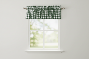 Cotton Gingham Checkered Window Valance 58" Wide - Hunter Green
