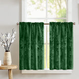 Velvet Embossed Damask Café Tier Curtains Window Treatment Kitchen Home Décor