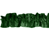 Velvet Embossed Damask Curtain Sleeve Topper Window Treatment with Bottom and Top Ruffle