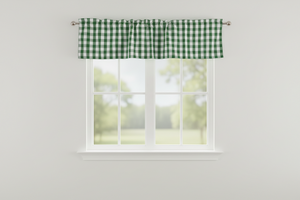 Poplin Gingham Checkered Window Valance 58" Wide - Hunter Green