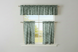 Cotton Gingham Checkered 3 Piece Window Valance Curtain Set (16 Colors)