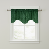 Velvet Embossed Damask Scalloped Window Valance 54" Wide / 20" Tall