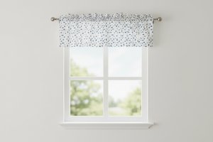 Cotton Window Valance Floral Print 58 Inch Wide Butterfly - Blue