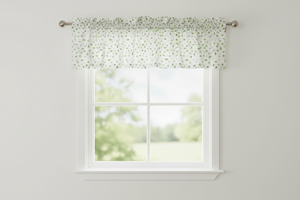 Cotton Window Valance Floral Print 58 Inch Wide Butterfly - Green