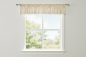 Faux Burlap Window Valance 58" Wide with Pleated Ruffles - Ivory