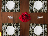 Poplin Damask Floral Dinner Table Placemats Holiday Home Decoration 13" x 19" (Pack of 4)