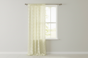 Satin Rosette 3D Pop up Flower Single Curtain Panel 54 Inch Wide - Ivory