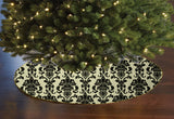 Poplin Damask Floral Tree Skirt Christmas Decoration 58" Round Skirt