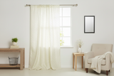 Pintuck Taffeta Cross Stitch Pattern Single Curtain Panel 54 Inch Wide - Ivory