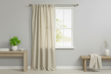 Faux Burlap Texture Polyester Solid Single Curtain Panel 58 Inch Wide - Ivory
