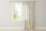 Flocking Damask Taffeta Window Curtain 56 Inch Wide - Ivory on Ivory