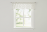 Flocked Damask Window Valance 58" Wide - Ivory on Ivory