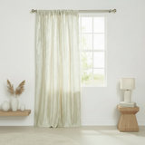 Crinkle Taffeta Crushed Pattern Single Curtain Panel 54 Inch Wide - Ivory