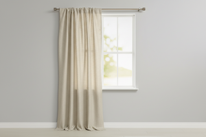 Faux Burlap Texture Polyester Solid Single Curtain Panel 58 Inch Wide - Ivory